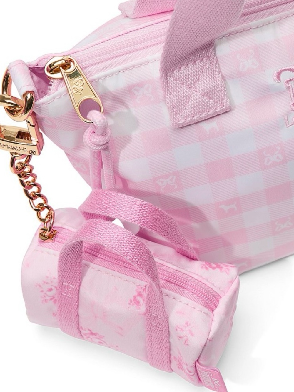 New PINK LoveShackFancy Mini Tote Bag Charm Duffle Keychain Coin Purse Floral - Picture 1 of 3